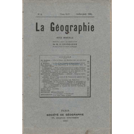 La Geographie numero 2 tome XLIV juillet Aout 1925