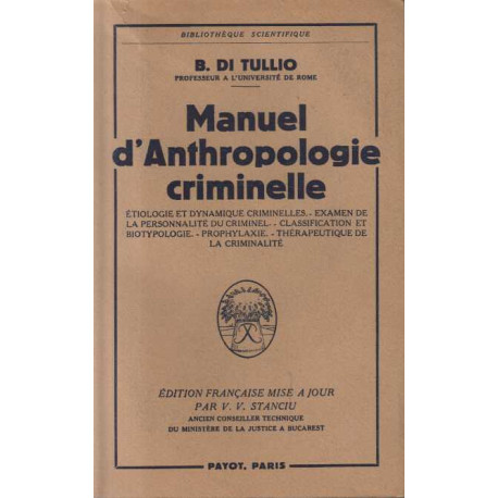 Manuel d'anthropologie criminelle