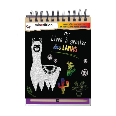 Mon livre à gratter des lamas: Avec un crayon en bois