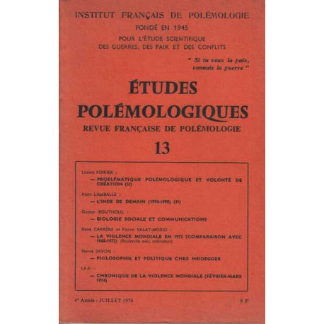 Etudes polemologiques 13 juillet 1974