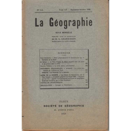 La Geographie numero 3-4 Tome LII septembre-octobre 1929