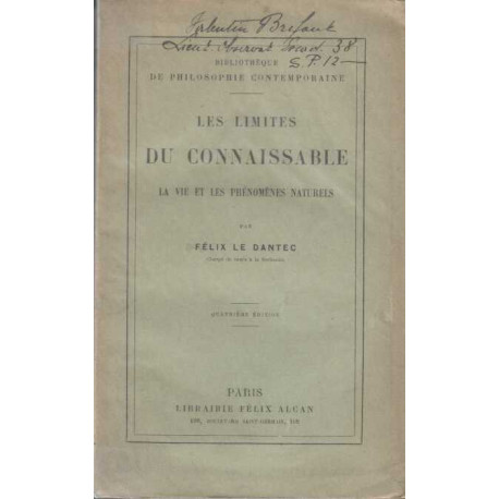 Les limites du connaissable/la vie et les phénomenes naturels