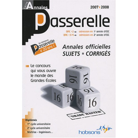 Annales Passerelle ESC : Concours 2007 sujets et corrigés